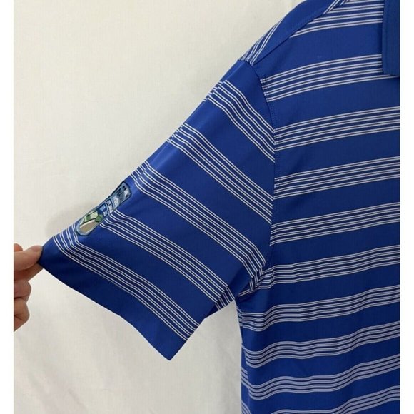 Nike Golf Tour Performance Polo Shirt Mens Medium Blue Striped DRI-FIT Sugarloaf - Picture 2 of 8